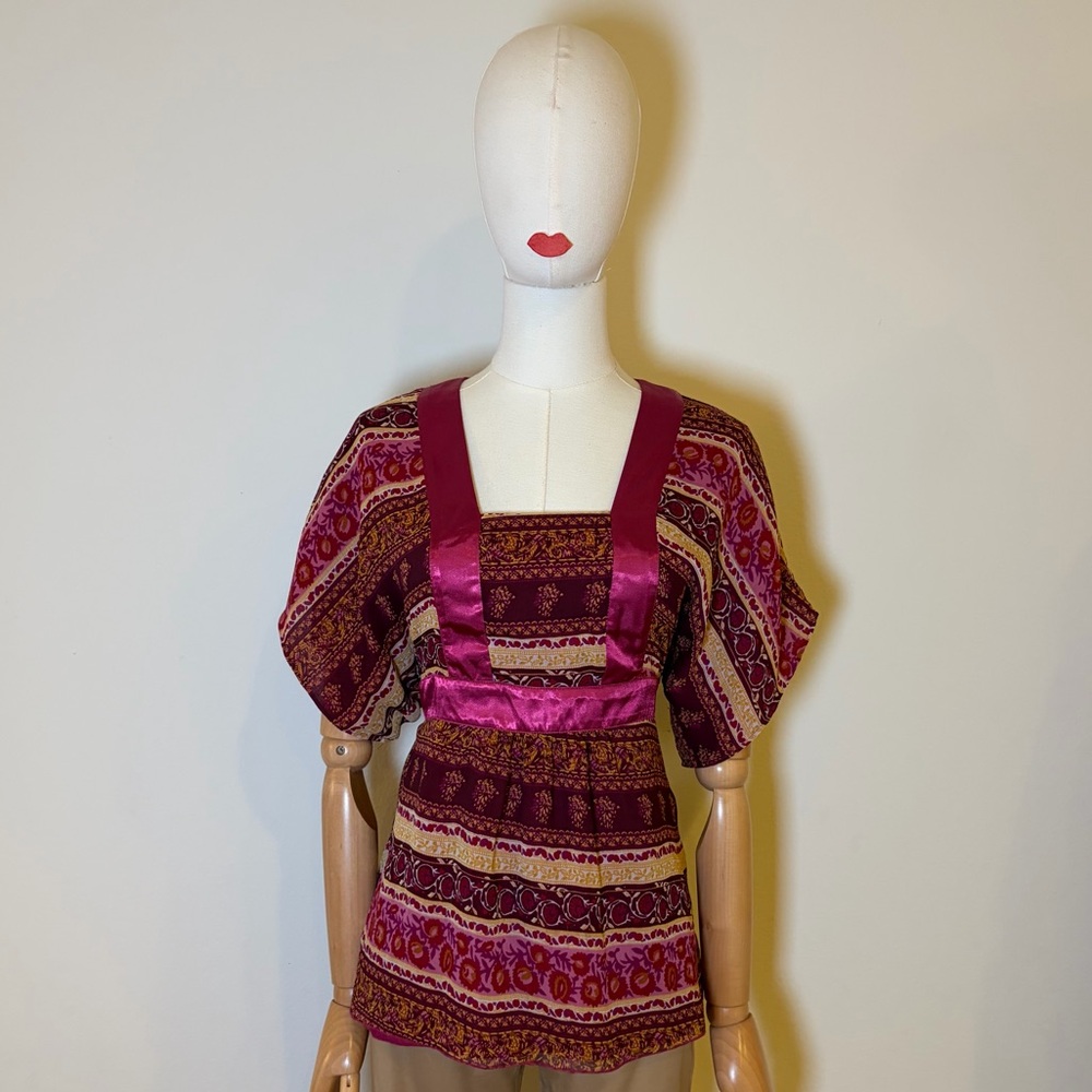 Bob Mackie Studio Boho Printed Blouse NWT Size 10 (S)